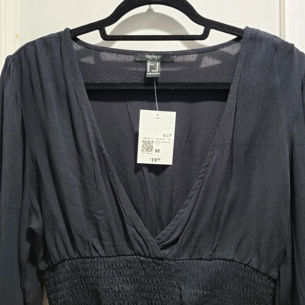 Forever 21 Woven Cropped Top with Smocked Waistband